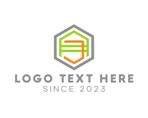 Construction - Geometric Hexagon House logo design