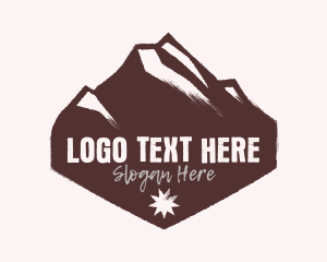 Mountain Range - Mountain Hexagon Star Badge logo design