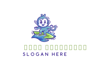 Ocean - Monkey Surfer Wave logo design