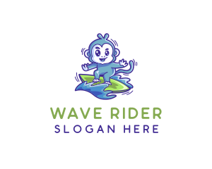 Monkey Surfer Wave logo design