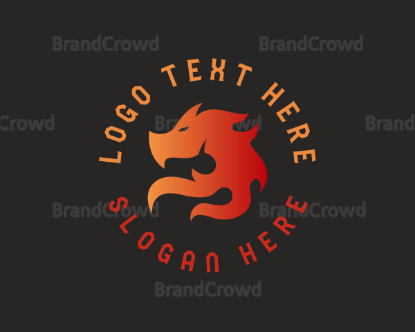 Flame Dragon Head Beast Logo