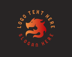 Heraldic - Flame Dragon Head Beast logo design