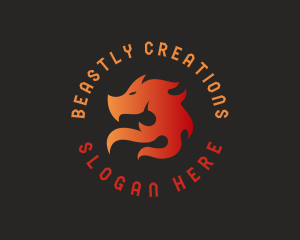 Flame Dragon Head Beast logo design