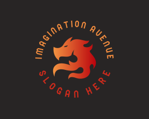Fiction - Flame Dragon Head Beast logo design