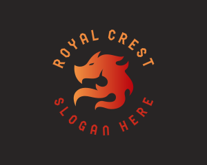 Heraldic - Flame Dragon Head Beast logo design