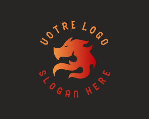 Fiction - Flame Dragon Head Beast logo design
