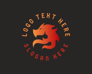 Fire - Flame Dragon Head Beast logo design