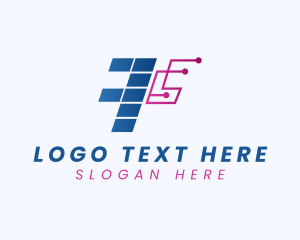Pixel - Technology Network Letter F logo design