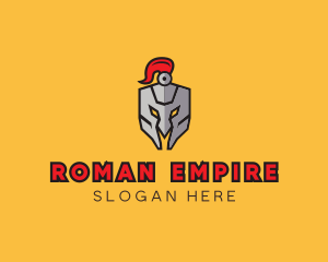 Roman - Knight Helmet Plume logo design