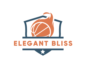 Flaming Basketball Shield Logo