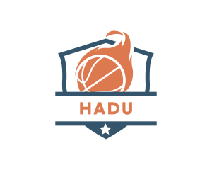 Ball - Flaming Basketball Shield logo design