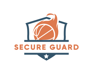 Defense - Flaming Basketball Shield logo design