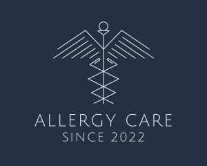 Allergist - Wings Linear Caduceus logo design