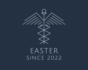 Medical Center - Wings Linear Caduceus logo design