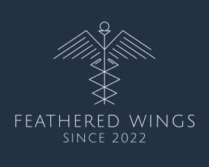 Wings Linear Caduceus logo design