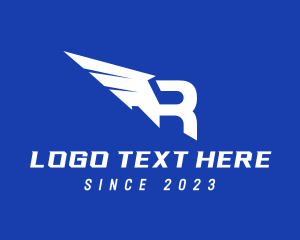 Motorsport - Winged Courier Business Letter R logo design