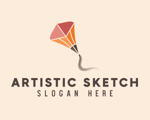 Draw - Flying Kite Pencil logo design