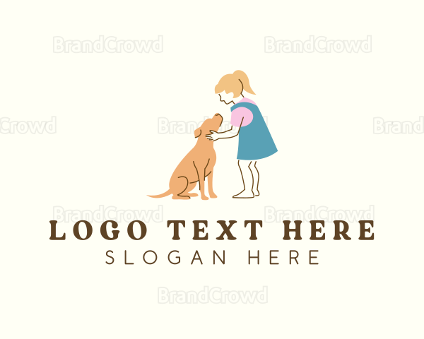 Girl Dog Pet Logo