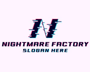 Glitch Anaglyph Letter N logo design