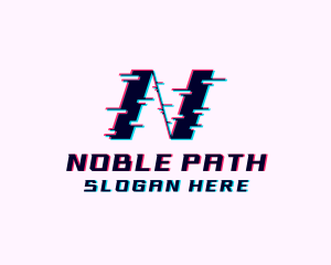 Glitch Anaglyph Letter N logo design