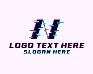 Glitch Anaglyph Letter N Logo