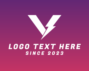 Technology - Red Thunder Letter V logo design