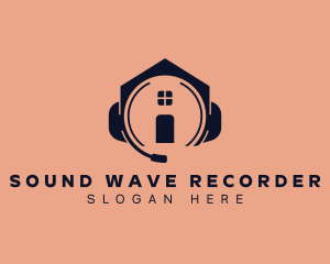 House Headphone Record logo design