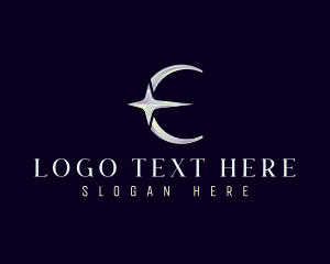 Celestial - Cosmic Moon Star Letter E logo design