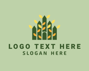 Green - House Leaves Garden logo design