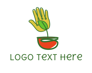 Vase - Leaf Pot Hand logo design