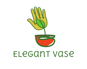 Leaf Pot Hand  logo design