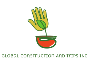 Landscaper - Leaf Pot Hand logo design