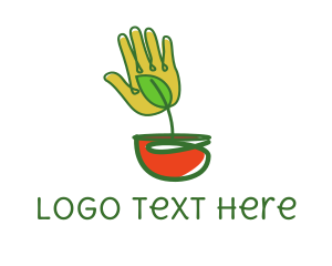 Palm - Leaf Pot Hand logo design