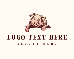 Hand Drawn - Barn Farm Pig logo design