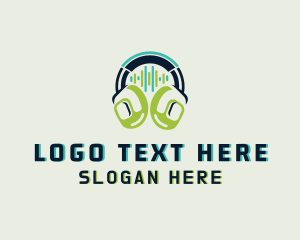 Radio Station - Headphones DJ Music logo design