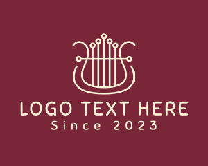 Classic Music - Simple Harp Instrument logo design