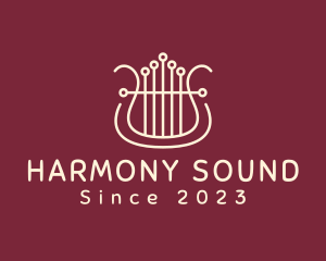 Simple Harp Instrument logo design