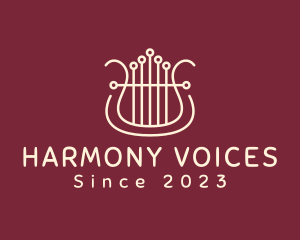 Choir - Simple Harp Instrument logo design