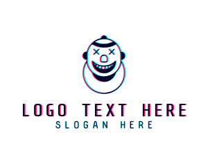 Gamer - Glitch Smiling Clown logo design