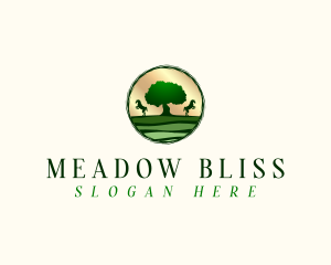 Meadow - Horse Farm Tree logo design