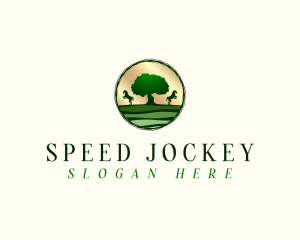 Jockey - Horse Farm Tree logo design
