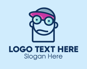Comma - Boy Geek Line Art logo design