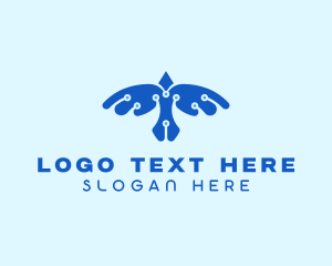 Flying - Digital Tech Bird logo design