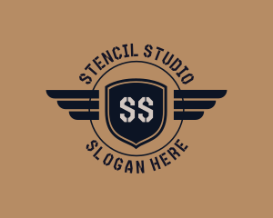 Stencil Military Wing Badge logo design