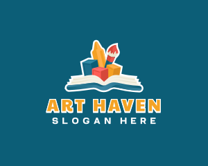 Book Learning Art Kindergarten logo design