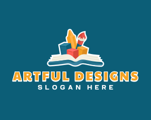 Book Learning Art Kindergarten logo design