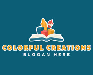 Crayon - Book Learning Art Kindergarten logo design