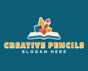 Book Learning Art Kindergarten logo design