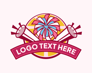 Cheer - Cheerleading Megaphone Pompoms logo design
