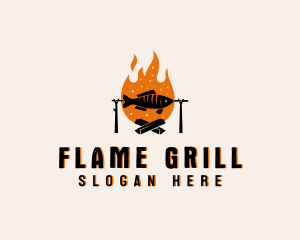 Grill - Flaming Fish Grill logo design